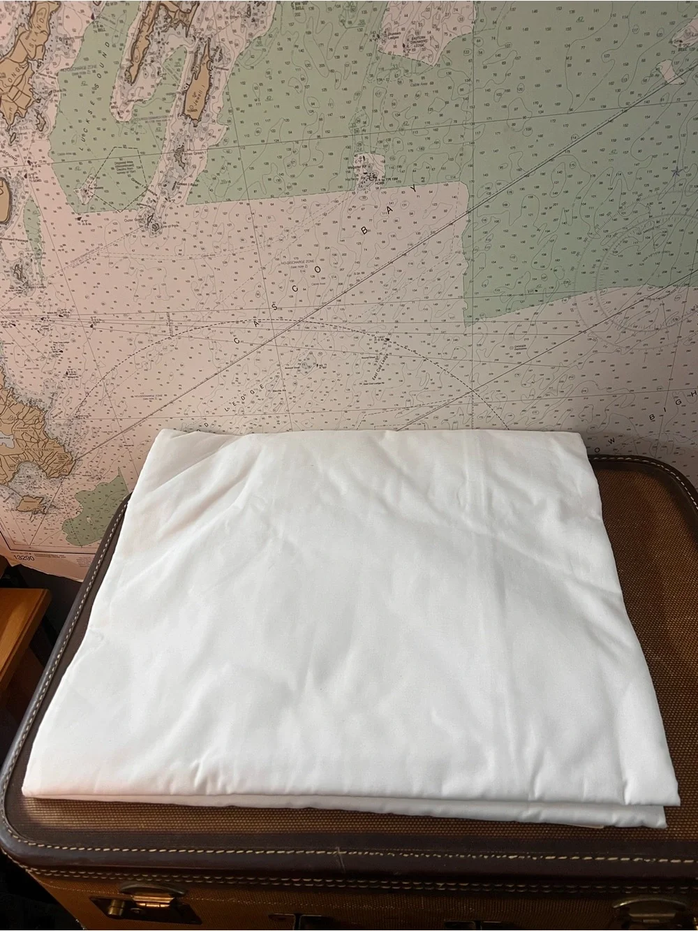 L.L. Bean Queen Size White Cotton Chambray Comforter Duvet Cover - NEW!